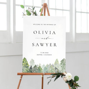 Affiche Forêt À feuillage persistant neige Mariage d'hiver