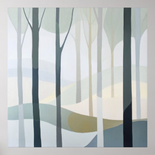 Affiche Forêt abstraite dans la brume 🌲🌫️