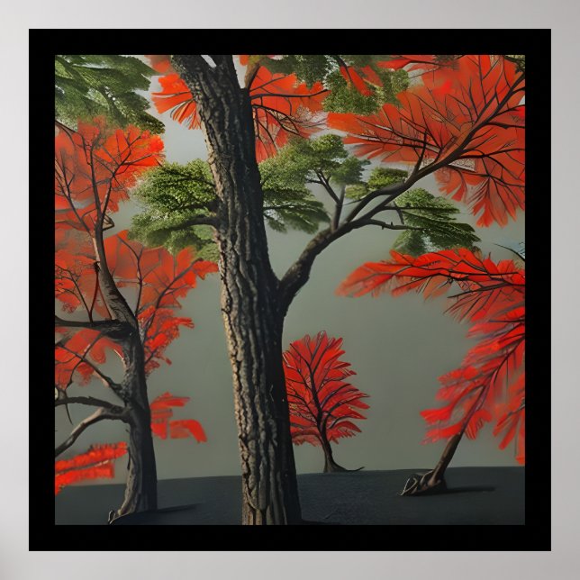 Affiche Forêt Abstraite du nord de l'automne (Devant)