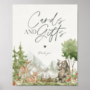 Affiche Forêt Animaux cartes et cadeaux de fête