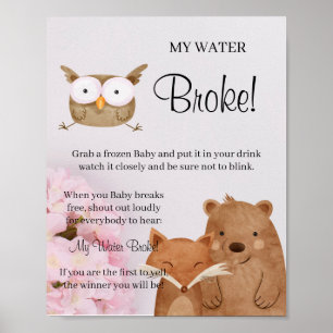 Affiche Forêt Animaux Mon Eau Broke Douche signe de jeu