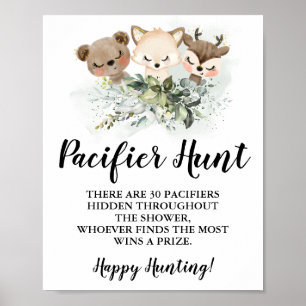 Affiche Forêt Animaux Pacifique chasse Baby shower signe d