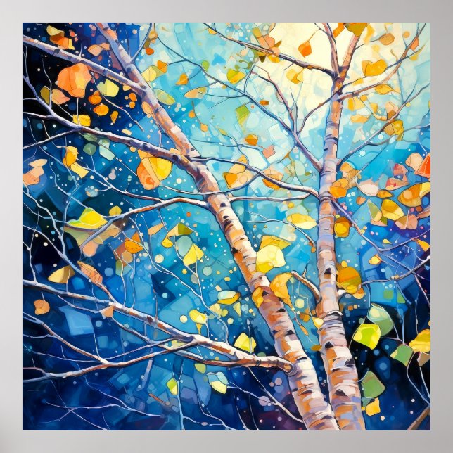 Affiche Forêt Automnale Enchantée de Nuit (Devant)