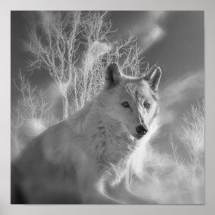 AFFICHE FORÊT BLANCHE EN BOIS BLANC