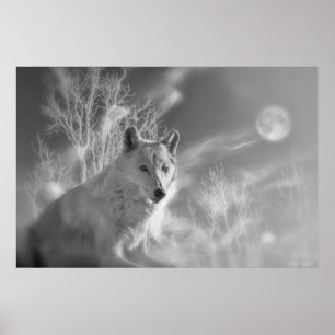 AFFICHE FORÊT BLANCHE EN BOIS BLANC
