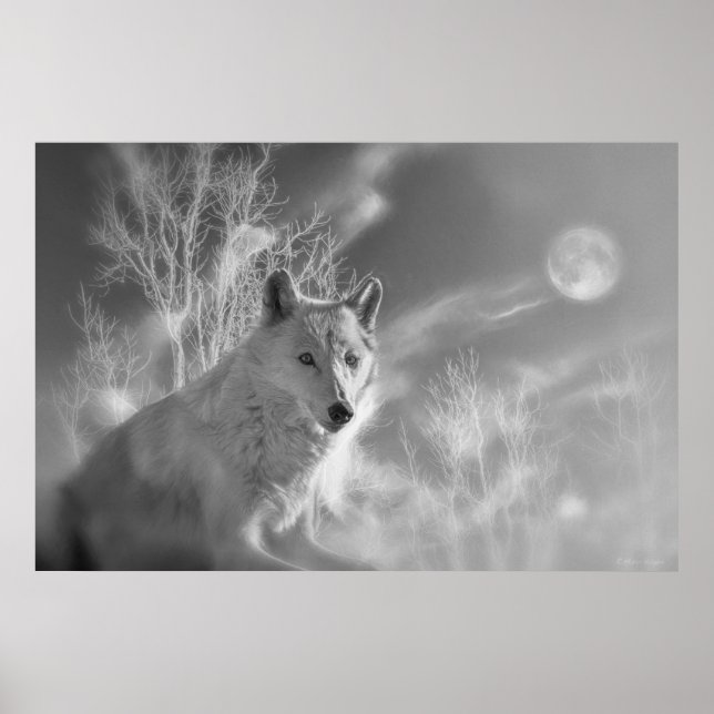 AFFICHE FORÊT BLANCHE EN BOIS BLANC (Devant)