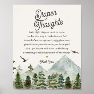 Affiche forêt bois couche de réflexion baby shower signe