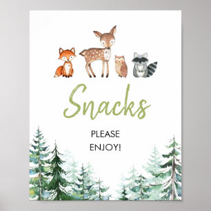 Affiche Forêt boisée Oh Boy Baby shower Snacks