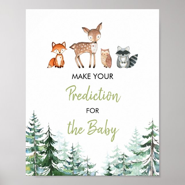 Affiche Forêt boisée Oh garçon Douche prédiction pour bébé (Devant)