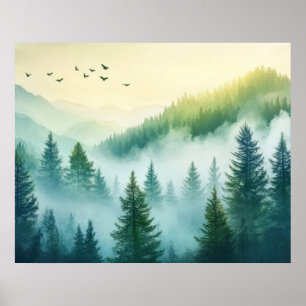 Affiche Forêt brumeuse