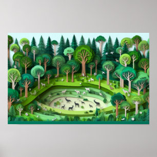Affiche Forêt coupée en papier