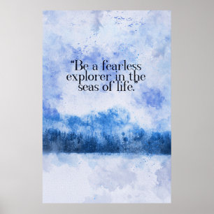 Affiche forêt couverte de neige lac gelé citation motivant