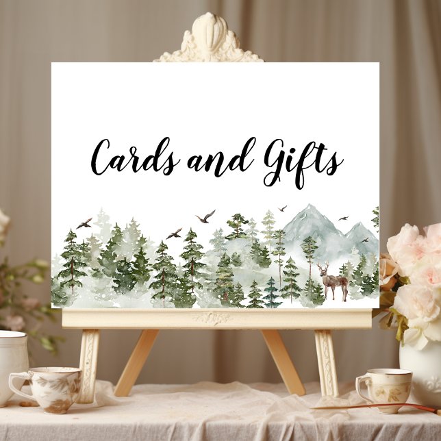 Affiche Forêt d'aquarelle | Arbres Et Cerfs (Créateur téléchargé)