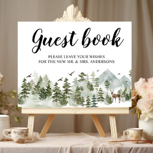 Affiche Forêt d'aquarelle   Arbres Et Cerfs