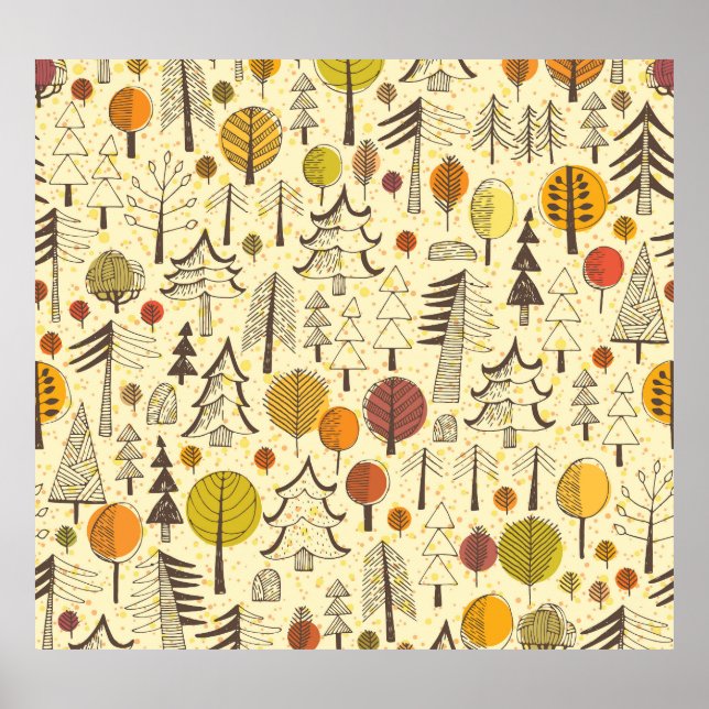 Affiche Forêt d'automne : Motif graphique transparent. (Devant)