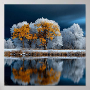 Affiche Forêt d'automne sur le lac