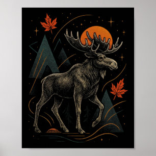 Affiche Forêt d'aventure d'automne de nature d'orignal