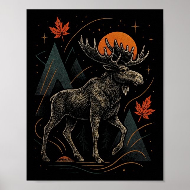 Affiche Forêt d'aventure d'automne de nature d'orignal  (Devant)