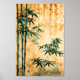 Affiche Forêt de bambou botanique zen
