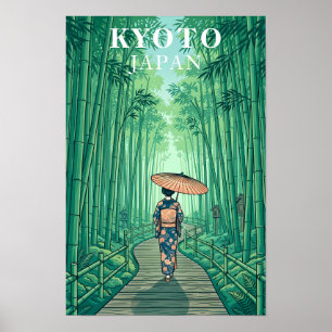Affiche Forêt de bambou de Kyoto Japon Voyage Vintage