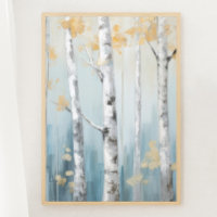 Forêt de bouleaux bleu ciel et beige Imprimer 2de 