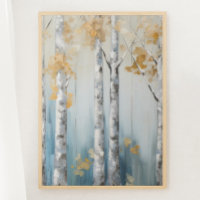 Forêt de bouleaux bleu et beige Imprimer 3 de 3