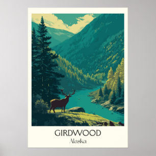 Affiche Forêt de cerfs de Girdwood en Alaska Nature