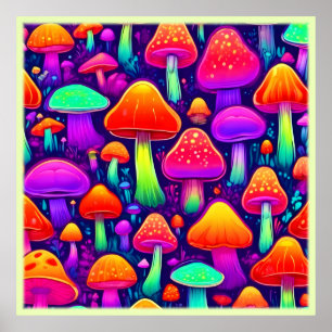 Affiche Forêt de champignons à lueur de néon