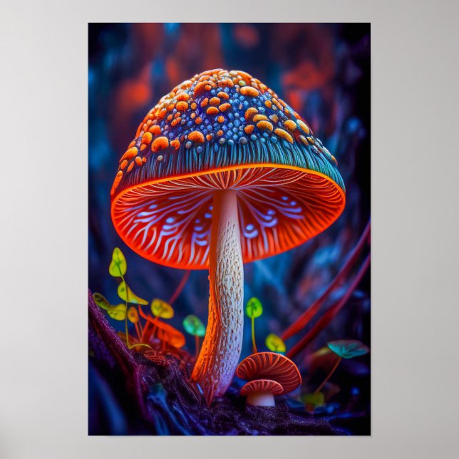 Affiche Forêt de champignons Calme Nature paisible Zen (Devant)