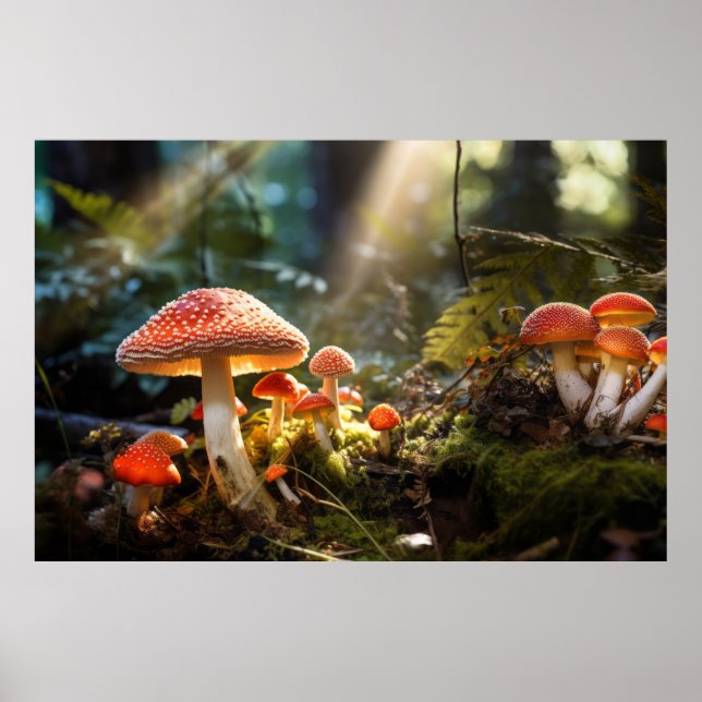 Affiche Forêt de champignons Nature Serene Tranquille (Devant)