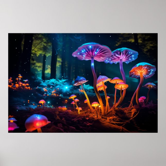 Affiche Forêt de champignons Serene Tranquille Pacifique (Devant)