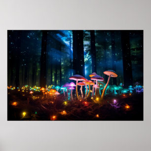Affiche Forêt de champignons Serene Tranquille Pacifique