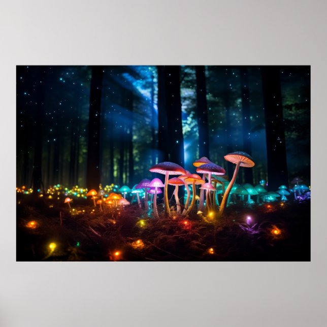 Affiche Forêt de champignons Serene Tranquille Pacifique (Devant)