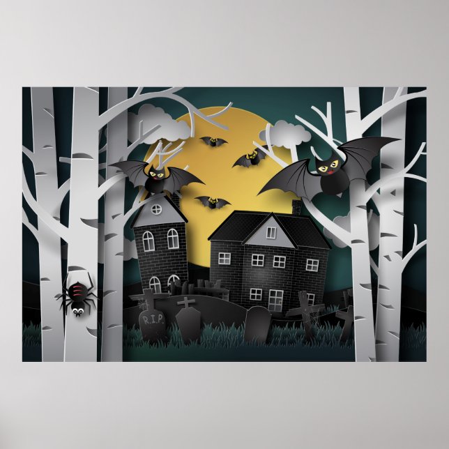 Affiche Forêt de Cypress, cimetière et chauves-souris (Devant)