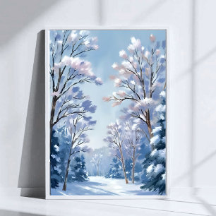 Affiche Forêt de Frostlight Nature aquarelle neige hiver