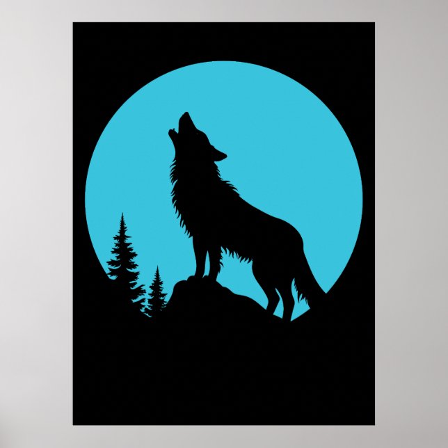 Affiche Forêt de loup Nature Extérieur Silhouette faunique (Devant)