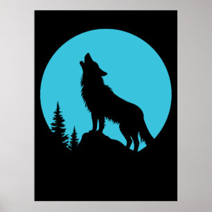 Affiche Forêt de loups Nature Extérieur Silhouette fauniqu