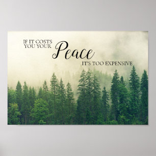 Affiche Forêt de montagne Brouillard Paix Citation Dicton