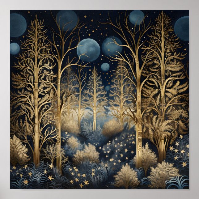 Affiche Forêt de Noël décorative (Devant)