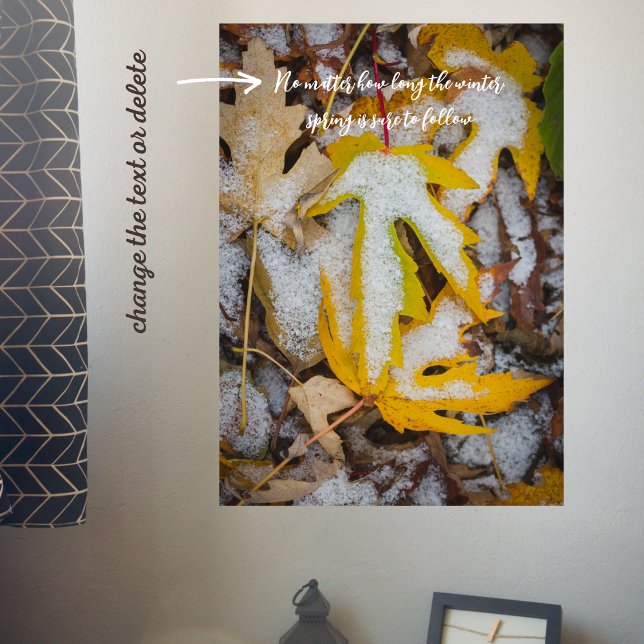 Affiche Forêt de novembre : feuilles jaunes sous la neige (Créateur téléchargé)