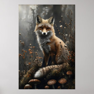 Affiche Forêt de renard lunatique Impression, Dark Academi