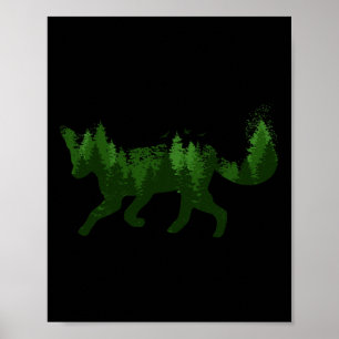 Affiche Forêt de renard Nature Camping Randonnée Chasseur