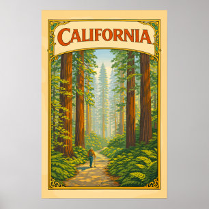 Affiche Forêt de séquoias de Californie Vintage