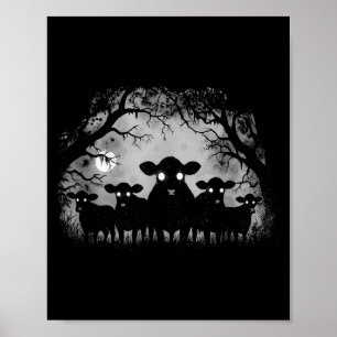 Affiche Forêt de vaches hantées Bovins noirs aux grands ye