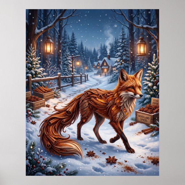 Affiche Forêt d'hiver du renard cannelle (Devant)