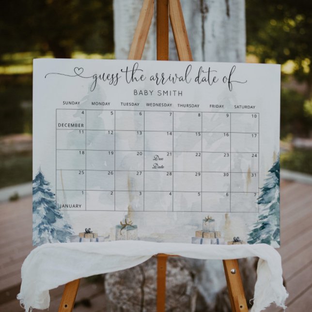 Affiche Forêt d'hiver neutre pour les sexes Devinez la dat (Créateur téléchargé)