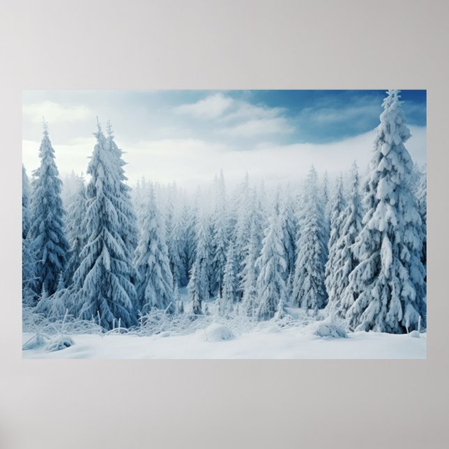 Affiche Forêt d'hiver Paysage serein Surreal (Devant)