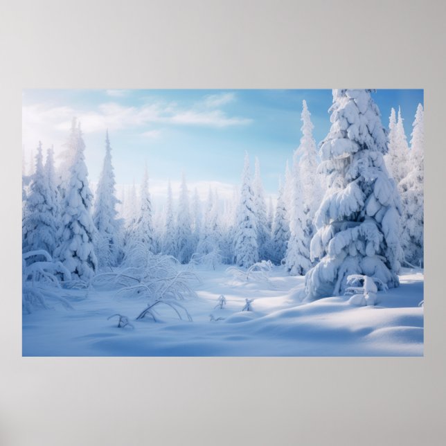 Affiche Forêt d'hiver Paysage serein Surreal (Devant)