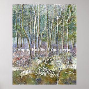 Affiche forêt d'hiver peinture aquarelle