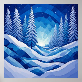 Affiche Forêt d'hiver Saphir Bleu ❄️